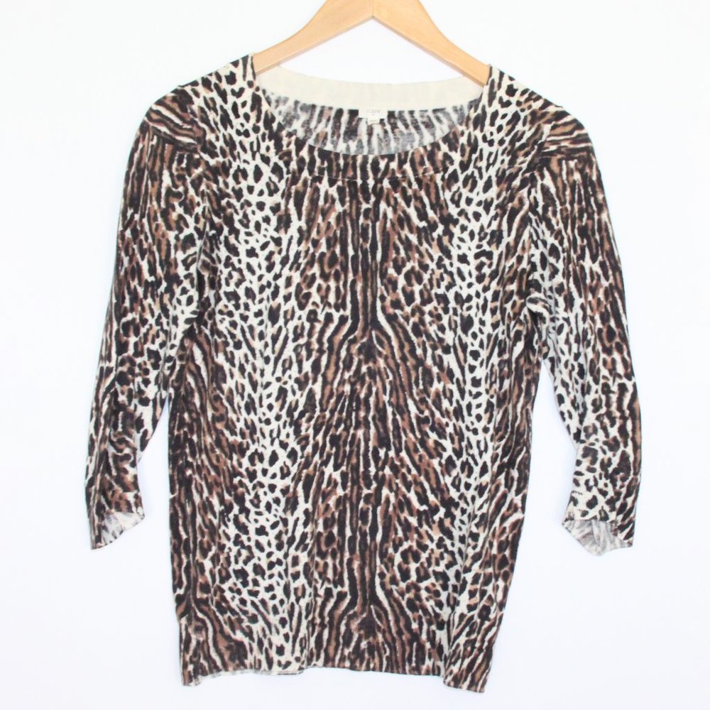 J. Crew Leopard Teddie Sweater Size XS